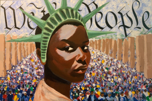 Liberty Enlightening the World, Arya Badiyan, Acrylic on canvas, 24 x 36 inches